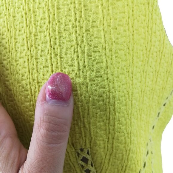 Rebecca Taylor Chartreuse Lattice Nude Illusion Dress Size 4 Green Sheath Lined - Picture 5 of 12